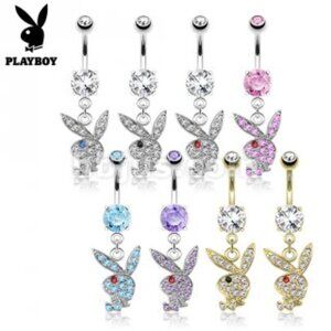 Playboy Bunny Paved Gems Surgical Steel Navel Rings 8 colors $13 Each